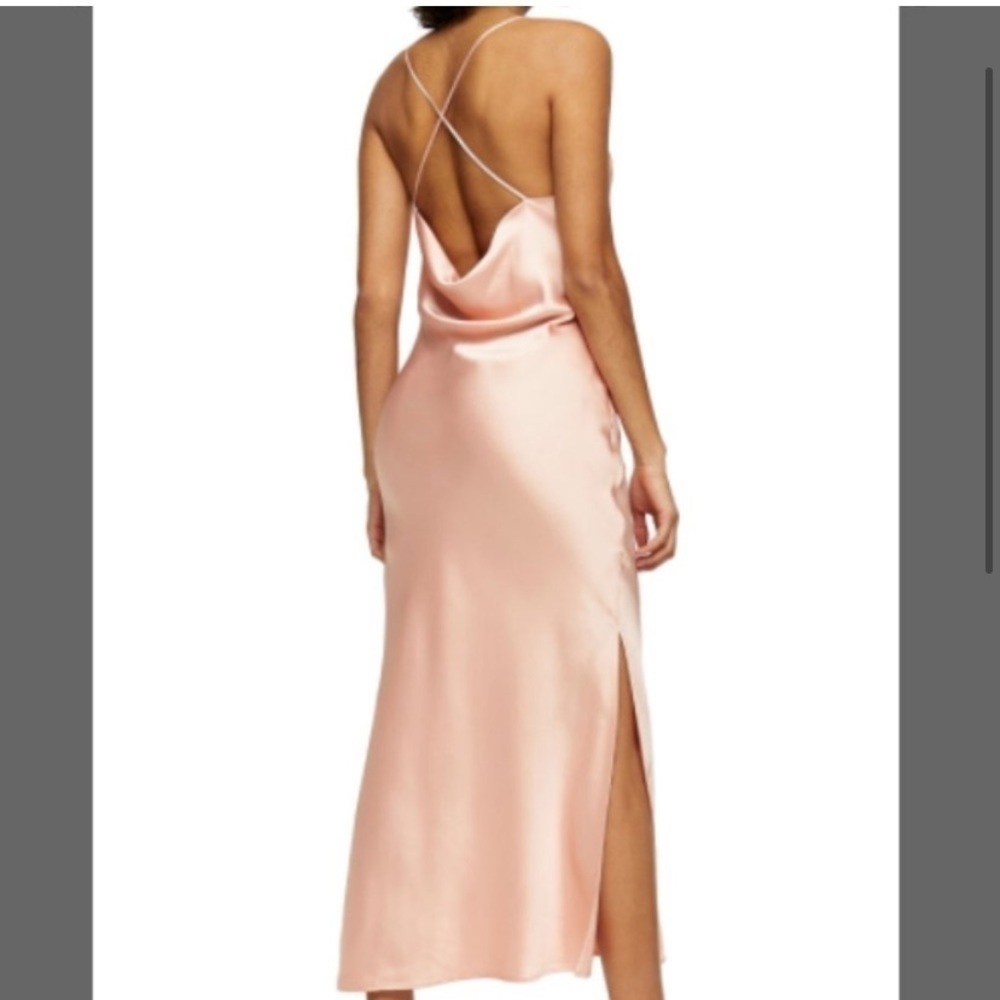 Topshop NWT Gold Orange Cowl Satin Slip On Midi Dress Size 8 - Picture 4 of 13